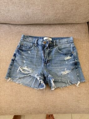 pistola Light Blue Distressed high waisted Denim Shorts